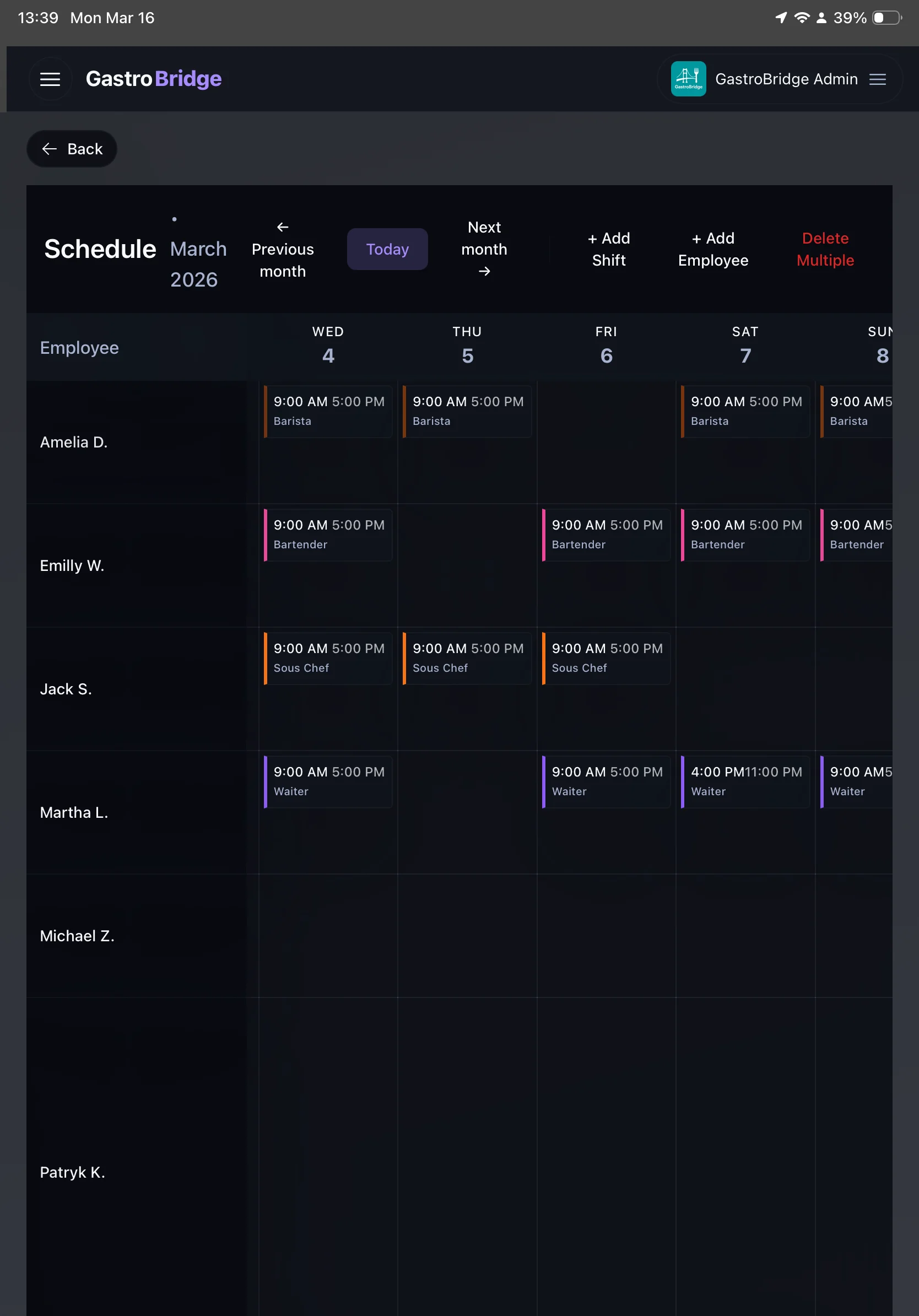 GastroBridge Team & Schedule