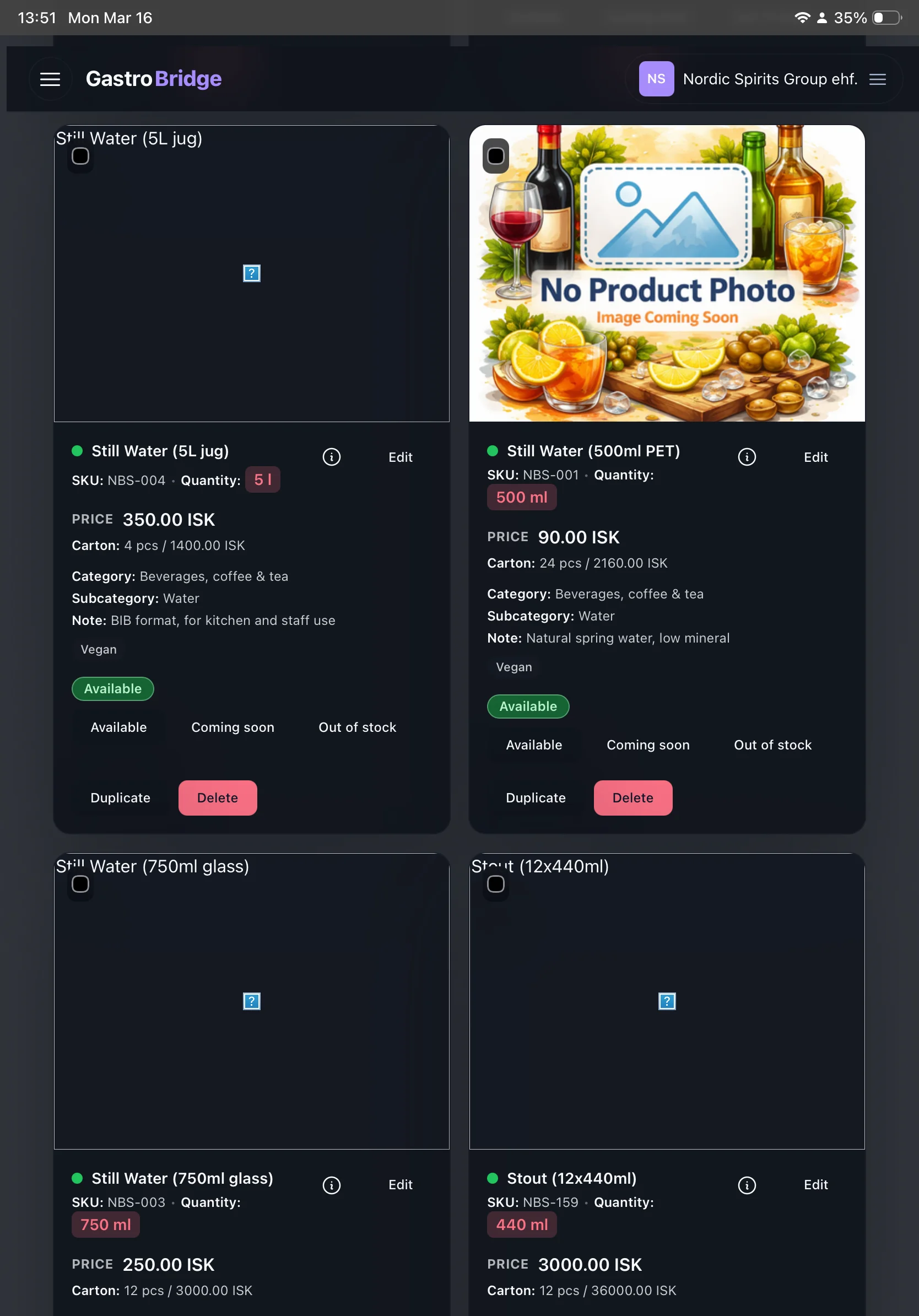 GastroBridge Product Catalog